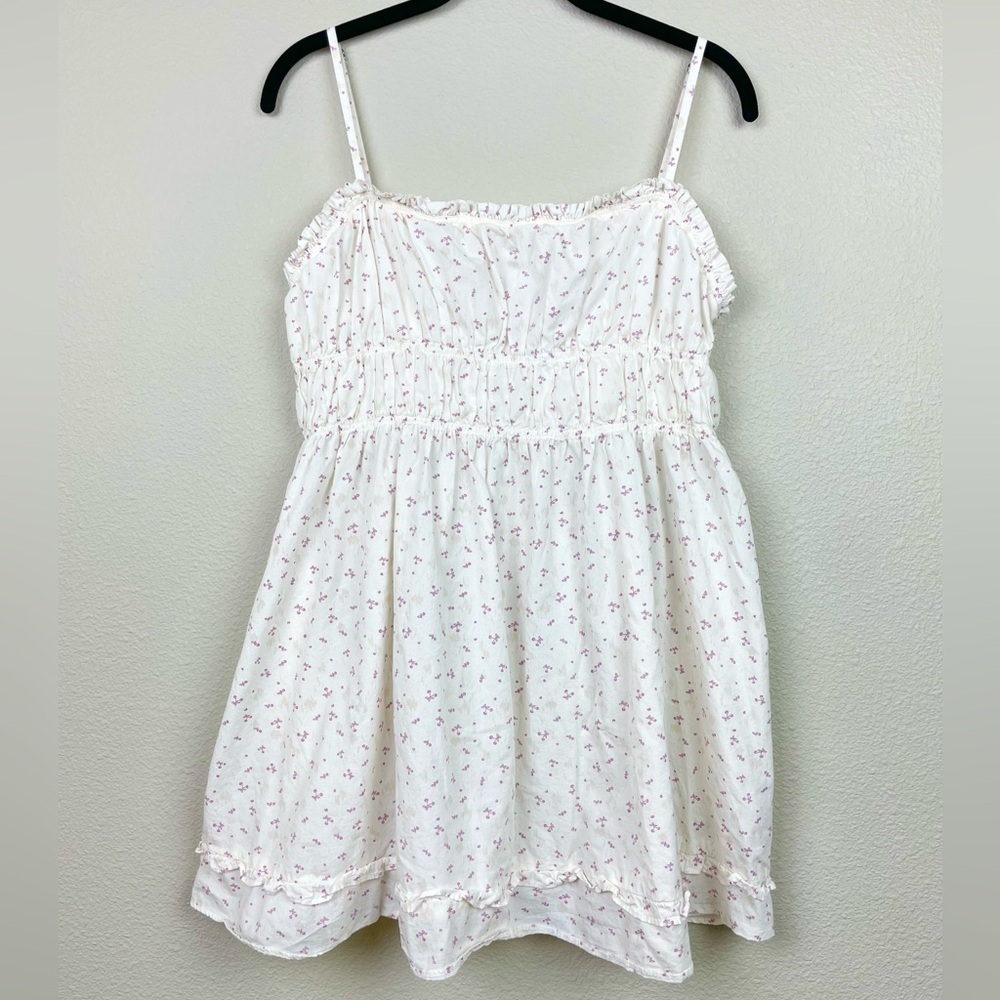 Free People Women's Small Gabby Cotton Mini Dress Sundress White Mini Cherry All - Picture 2 of 16
